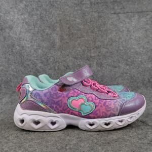 Athletic Works Shoes Kids 3 Sneakers Light Up Trainer Hearts Easy On Strap Girls